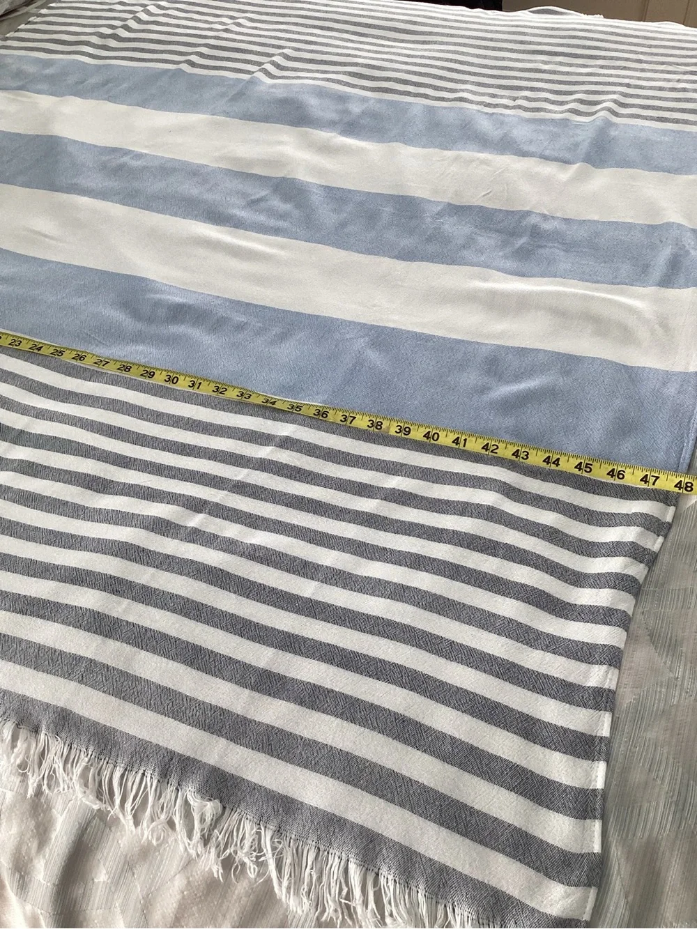 Women’s Blue and White Striped Viscose Scarf